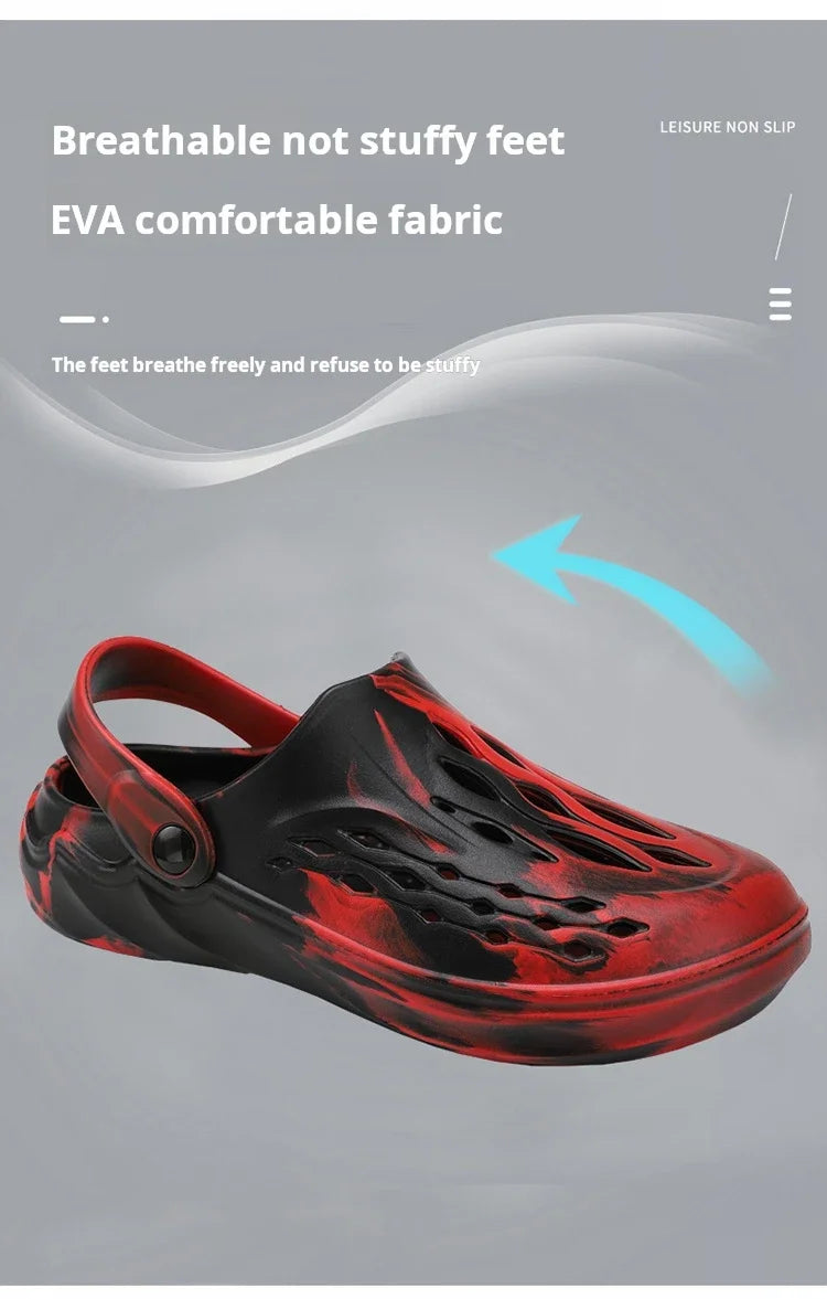 Outdoor Men's Summer Sandals Breathable EVA camouflage Slip-On Casual Shoes round Toe Flat Heel Color Block Pattern