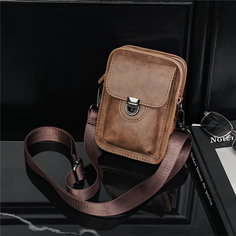 Vintage Mini Men's Crossbody Bag Fashion Shoulder Bag Men Mobile Phone Bag Casual Handbags Small Crossbody Shoulder Bag For Men
