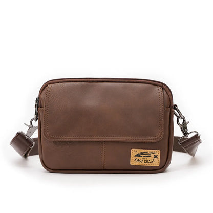 Vinatge Men's Crossbody Bag Soft PU Leather Shoulder Bag For Men Fashion Square Crossbody Messenger Bag Flap Zipper Satchels