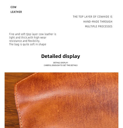 Genuine Leather Men Handmade Wallet High Quality Retro Handbag Simple Phone Pocket Card Bag Big Capacity Male Purses