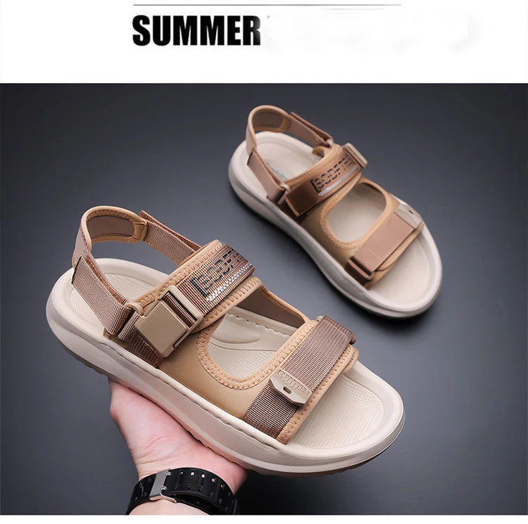 Men's Roman Sandals Summer Outdoor Sports Slip-On Shoes Anti-Slip Breathable Soft Bottom Casual Beach Shoes-WC20258