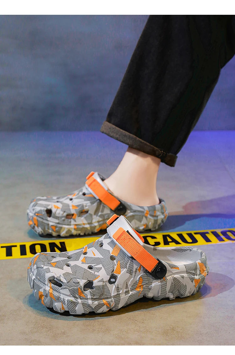 Size 40-47 Men Sandals Casual Street Light EVA Men's Casual Shoes Hole Shoes Clogs Home Garden Outdoor Male Beach Flat Slippers