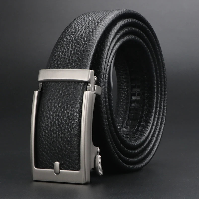 Premium Top Layer Cowhide Men'S Belt - Soft, Durable & Stylish With Automatic Alloy Buckle For Business Wear