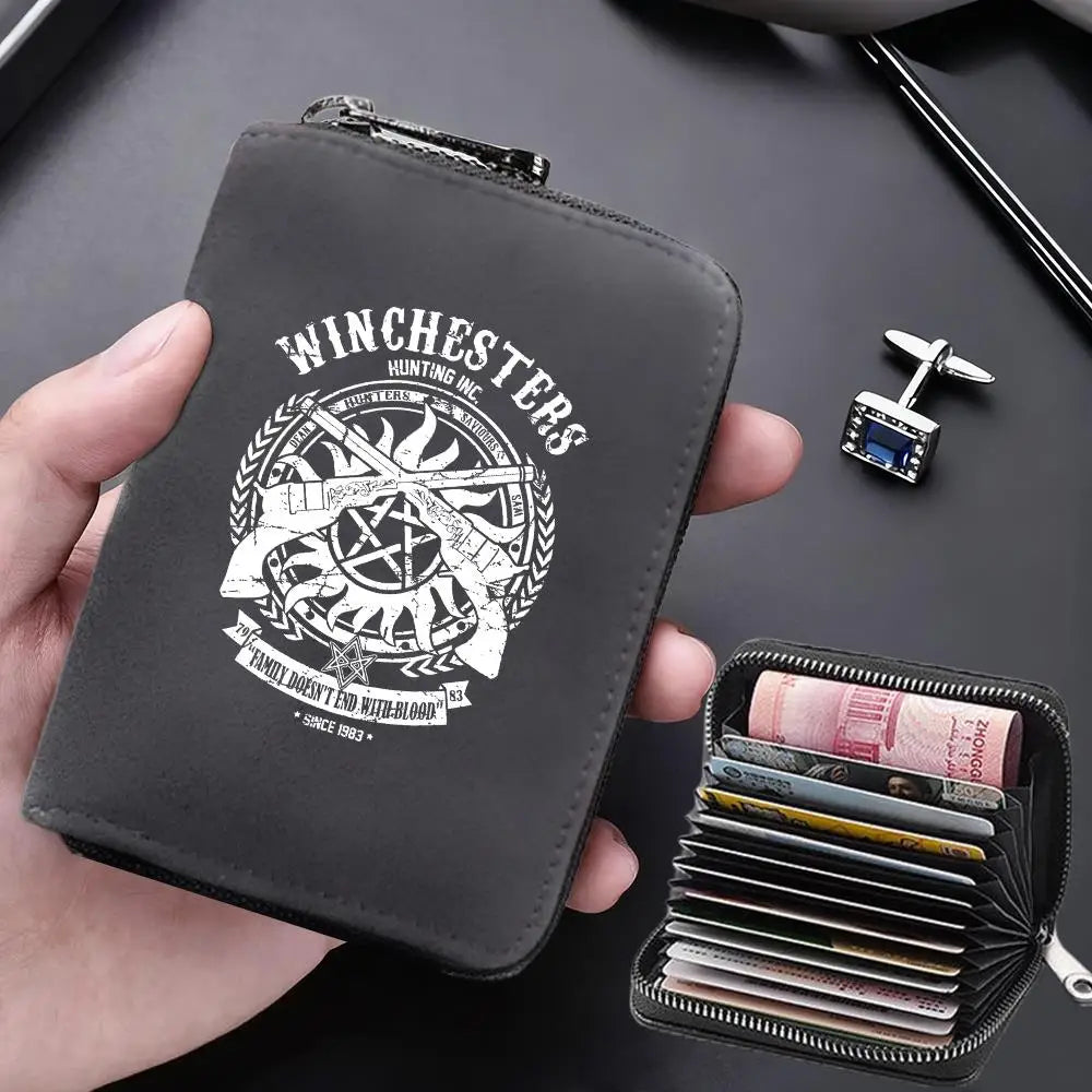 Supernatural Multifunctional Card Bag 11 Cards Slot Credit Card Holder Anti Demagnetization Wallets Cover Zipper Wallet for Men