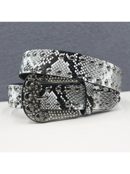 Pyramid Fashion Rivet Belt Snake Cat Paw Skull  Men&Women's Studded Belt Punk Rock With Pin Buckle Drop Shipping Black