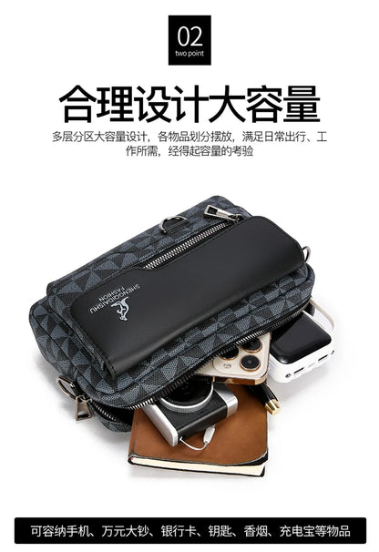 Business Men's Clutch Bags High Quality PU Leather Man's Small Shoulder Bag Multi-Functional Men Handbag Bag With Waist Strap