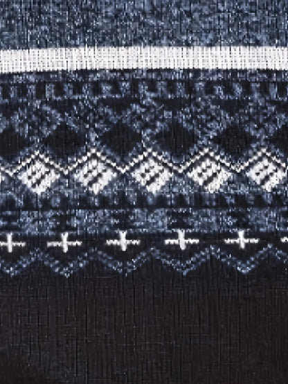 Men's Zip Up Fair Isle Cardigan Sweater Warm Knit Jacquard Stand Collar Casual Winter Pullover with Thermal Lining