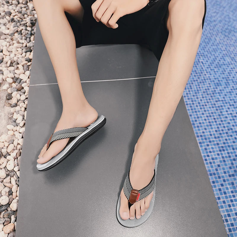 Men's Cotton Slippers Comfortable Breathable Home Footwear Soft Slip On Summer Sandals