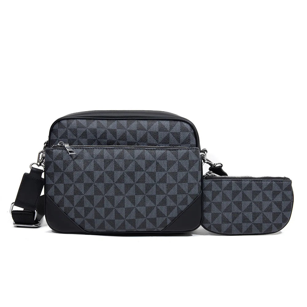Fashion Crossbody Bag Men Three in One Design Men's Crossbody Bags Diamond Lattice Print Shoulder Messenger Bag Male Hanabag