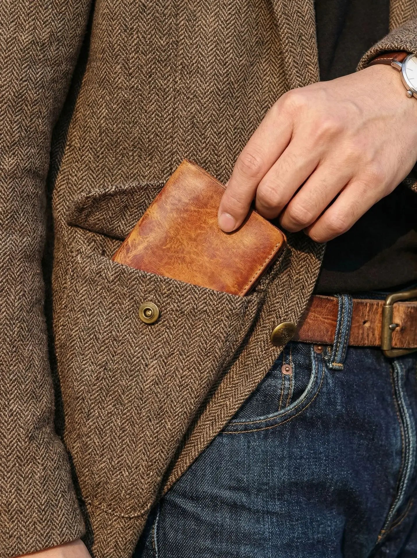 Vintage Genuine Leather Men Wallet High Quality Card Holder Large Capacity Durable Male Money Clips
