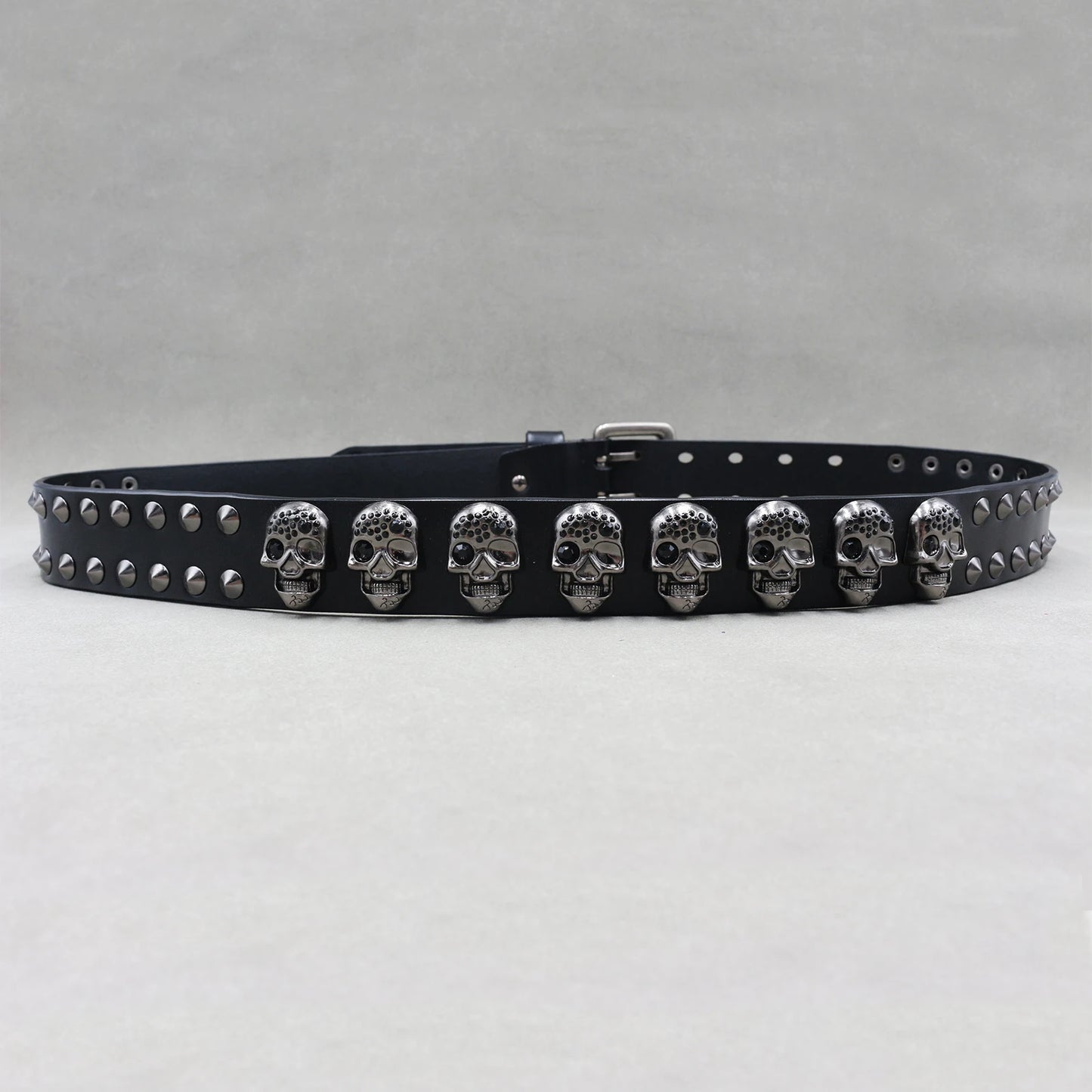 NEW Metal Rivet Cowboy Belt Genuine Leather Cowskin Men Belt Punk Rivet Jeans Belts For WOMEN Ceinture Homme Cinturones Hombre