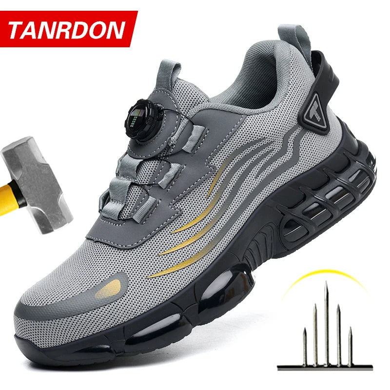Botones giratorios zapatos de Seguridad masculinos, zapatos de trabajo,  botas de Seguridad Anticoagulantes  Tactical Boots
