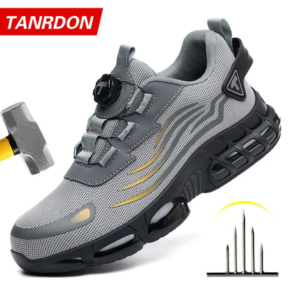 Botones giratorios zapatos de Seguridad masculinos, zapatos de trabajo,  botas de Seguridad Anticoagulantes  Tactical Boots