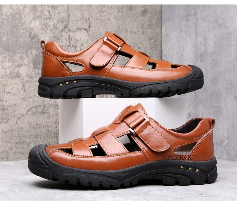 Classic High Quality Cow Leather Sandals Summer Outdoor Handmade Men Sandals Fashion Comfortable Men Beach Leather Shoes