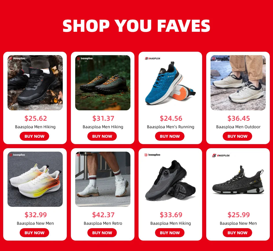 Baasploa Men Hiking Shoes New Outdoor Climbing Waterproof Non-slip Wear-resistant Sneakers Male Casual Lace-Up Walking Shoes ﻿