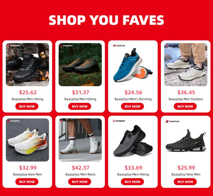 Baasploa Men Hiking Shoes New Outdoor Climbing Waterproof Non-slip Wear-resistant Sneakers Male Casual Lace-Up Walking Shoes ﻿