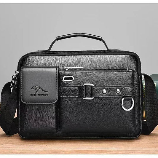 Men's Retro Messenger Bag Waterproof Large Capacity Laptop Briefcase for Office Travel School