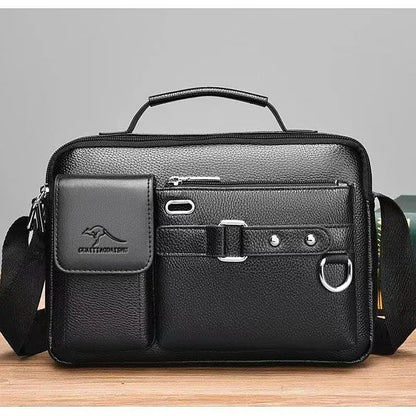 Men's Retro Messenger Bag Waterproof Large Capacity Laptop Briefcase for Office Travel School