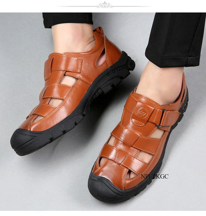 Classic High Quality Cow Leather Sandals Summer Outdoor Handmade Men Sandals Fashion Comfortable Men Beach Leather Shoes