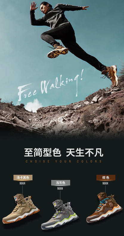 RAX Men Hiking Shoes Mid-top Waterproof Outdoor Sneaker Men Leather Trekking Boots Trail Camping Climbing Hunting Sneakers Women