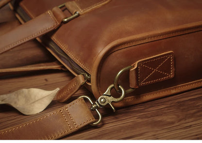 NUKA Men's Executive Briefcase High Quality Real Leather Business Handbag Retro Original Cowhide Shoulder Bag For 15 Inch Laptop