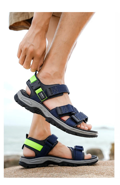 Men's Outdoor Sandals with Velcro Strap Male Summer Fashion Antiskid Sport Sandals Beach Casual Sandals for Men