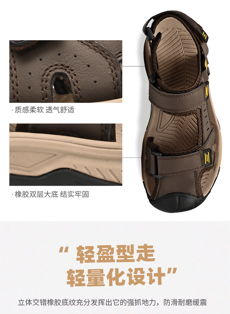 Summer Men Sandals Genuine Leather Mens Casual Shoes Outdoor Men Leather Sandals for Men Beach Shoes Roman mens Shoes