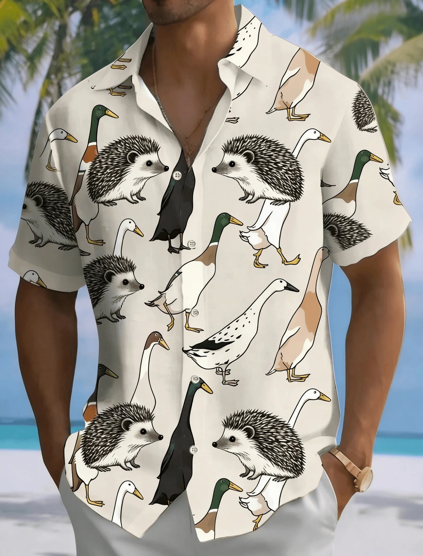 Men's Summer Casual Shirt, Simple Pattern Short Sleeved Shirt, Breathable Lightweight Top, Suitable for Daily Wear