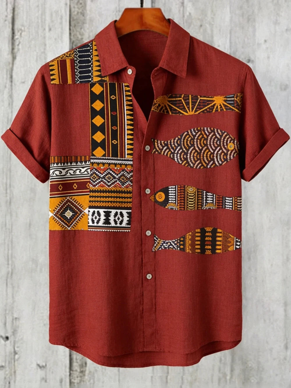 2026 Summer Men's Linen Short Sleeve Shirts Funny Animal Ethnic Patterns 3D Printed Shirts Casual Outdoor Designer Clothes Men