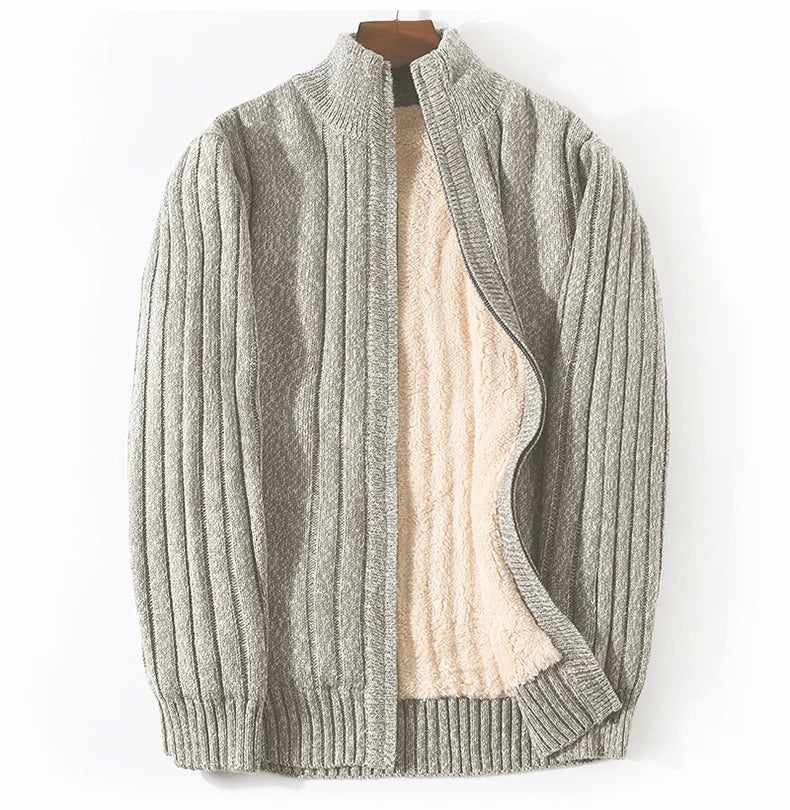 Plus Size M-6XL 7XL Winter Sweater Male Lamb Cashmere Knitted Black Cotton Polyester Thicken Warm Cardigan Men 2021 Clothing
