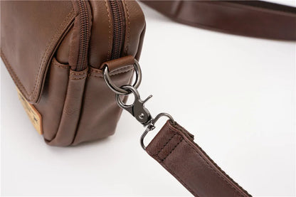 Vinatge Men's Crossbody Bag Soft PU Leather Shoulder Bag For Men Fashion Square Crossbody Messenger Bag Flap Zipper Satchels