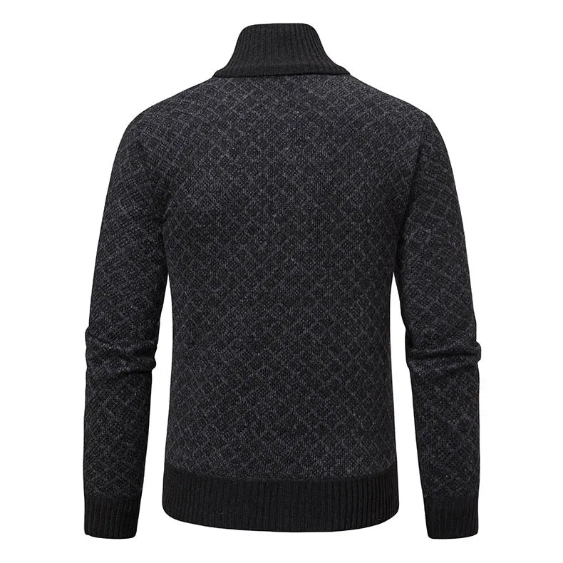 Men's Knitted Cardigan Coat Korean Slim Fit Trendy Sweater Autumn Winter Zip Up Mens Fleece Lined Top Clothing