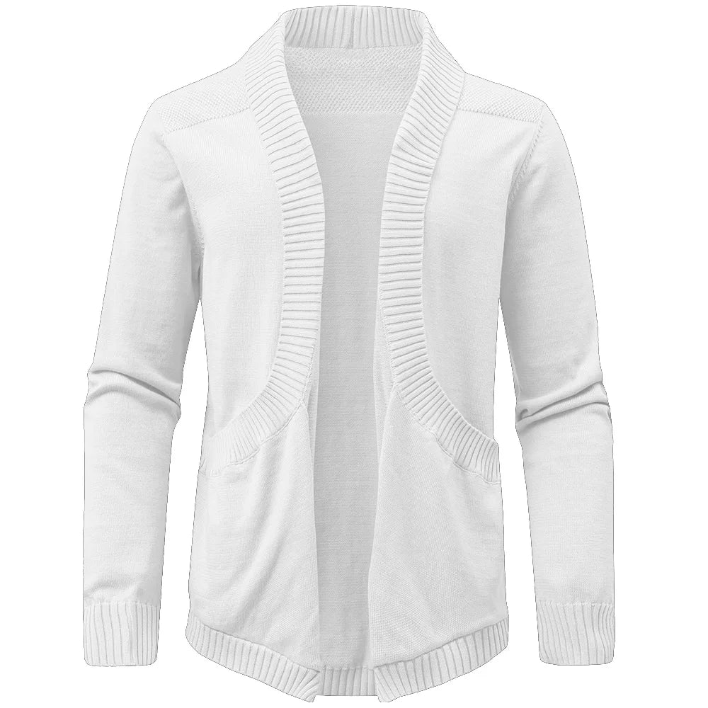 Men's Sweater Cardigan Spring Casual Classic V-neck Solid Color Cardigan Knit Soft Sweater Fashion Male Tops US Size