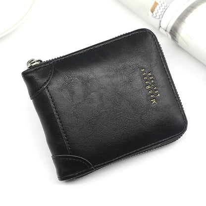 Big Capacity Men Short Wallets Name Engraving High Quality Card Holder Retro Male Coin Purse  Simple Zipper Men Money Clips