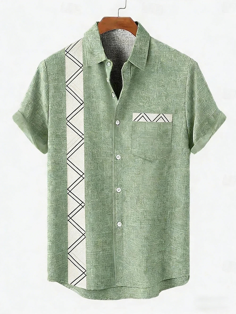 2026 Daily Men's Casual Short Sleeved Shirt with Natural Ethnic Pattern Printed Shirt Hawaii Beach Vacation Clothing