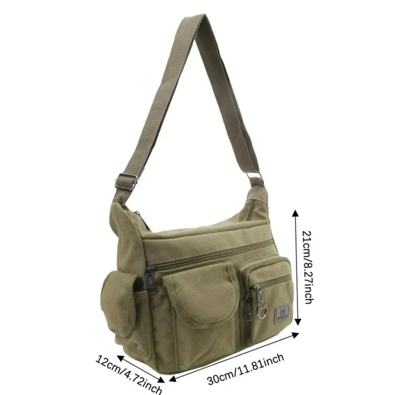 Men's Canvas Shoulder Bag Casual Tote Travel Crossbody Bag Luxury Messenger Bag High Quality Fashion Handbag Chest Bag