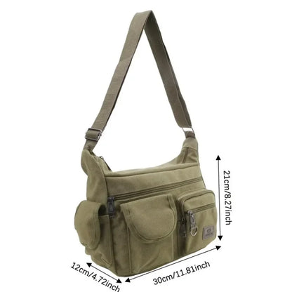 Men's Canvas Shoulder Bag Casual Tote Travel Crossbody Bag Luxury Messenger Bag High Quality Fashion Handbag Chest Bag
