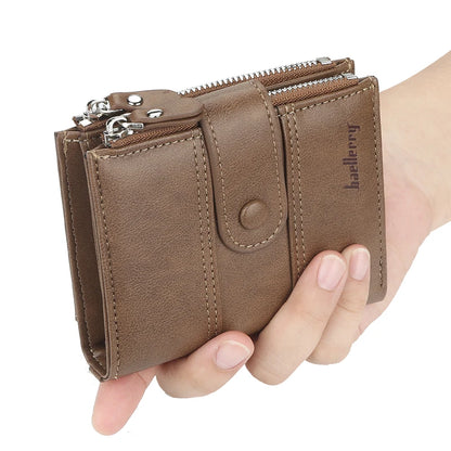 New  Men Wallets Fashion Short Desigh Zipper Card Holder Men Leather Purse Solid Coin Pocket High Quality Male Purse