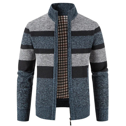 Autumn Winter Sweater Men Warm Cashmere Cotton Blended Pullovers Cardigan Men Fashion Casual Stand Collar Breathable Men Jackets