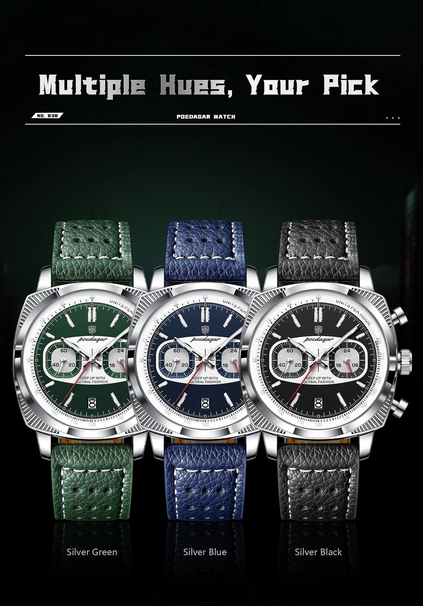 POEDAGAR Original Fashion Men Clock Luminous Waterproof Chronograph Date Watch For Man Luxury Leather Quartz Men's Watches Reloj