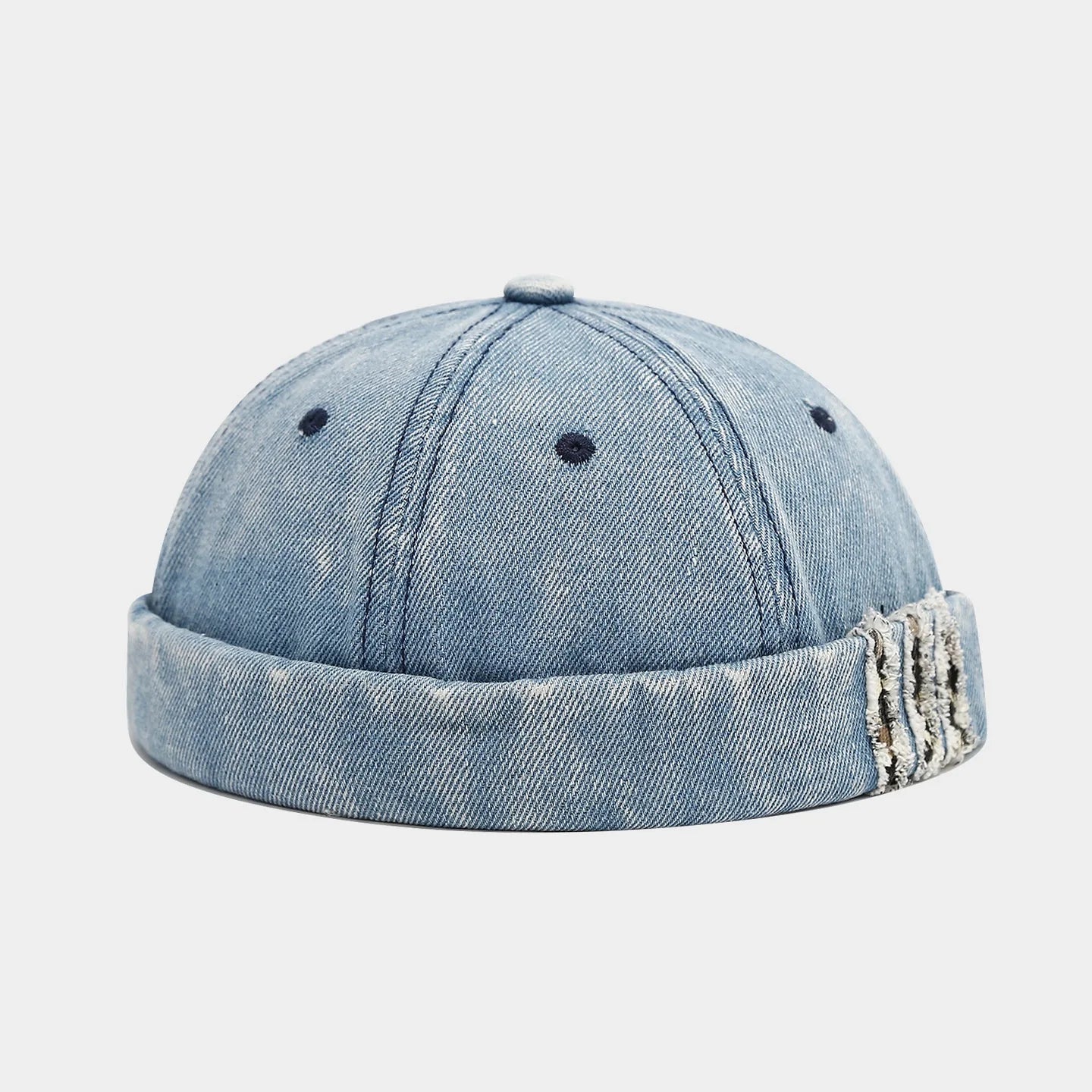 Retro Denim Docker Cap Splicing Style Brimless Caps Without Visor Leopard Beanie Hat Hats Adjustable Street Cool Vintage