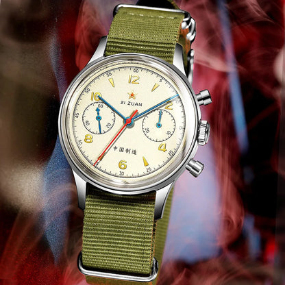 Red Star Retro 1963 Chronograph ST1901 Hand Winding Movement Air Force Pilots Aviation Sapphire Men Mechanical Watch Waterproof