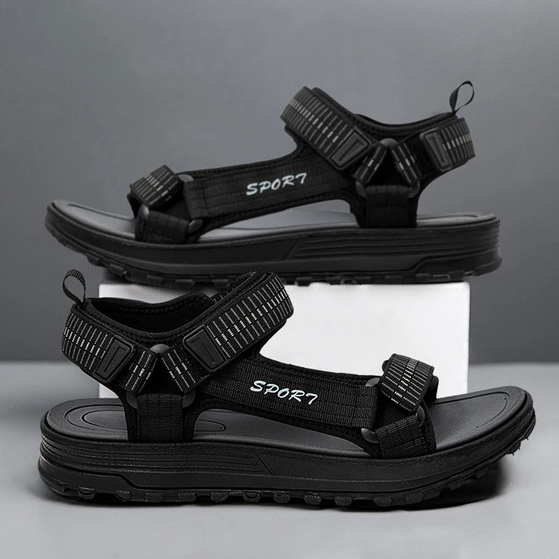 Summer Outdoor Sport Men Sandals Open Toe Breathable Casual Beach Shoe Black Antiskid Fashion Walking Sandalias