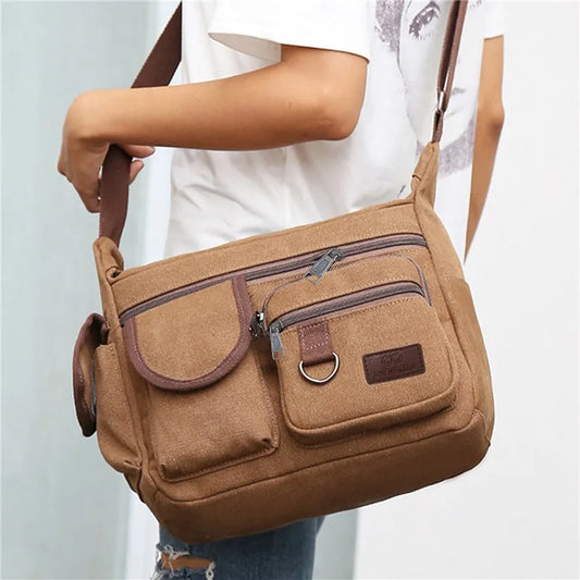 Men's Canvas Shoulder Bag Casual Tote Travel Crossbody Bag Luxury Messenger Bag High Quality Fashion Handbag Chest Bag