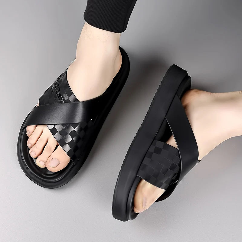 Street Style Men Slippers Outdoor Sandals Comfy Beach Flatws Soft Slides Summer Casual Shoes Quick Dry Male Half Drag Flip Flops