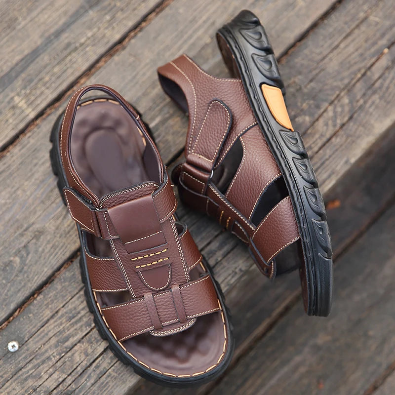 Men's Casual Outdoor Sandals with Adjustable Straps and Non-Slip Sole for Summer Beach Walks, Hiking Trails, and Daily Wear, Per