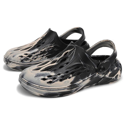 Outdoor Men's Summer Sandals Breathable EVA camouflage Slip-On Casual Shoes round Toe Flat Heel Color Block Pattern