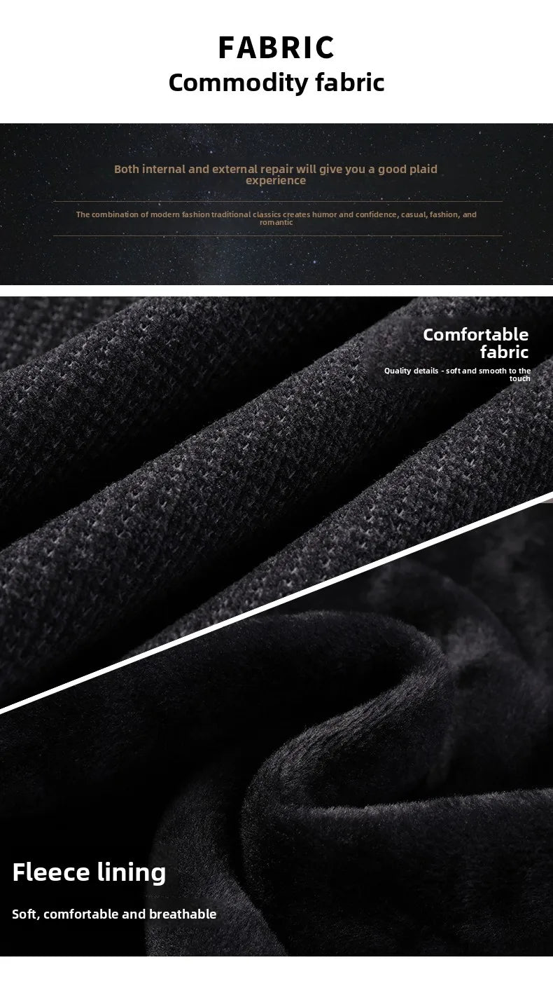 Fleece-Lined Knitted Pullover Sweater Casual Jumper for Men Insulated Warm Long Sleeve Thick Material Round Neck Design