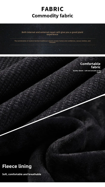 Fleece-Lined Knitted Pullover Sweater Casual Jumper for Men Insulated Warm Long Sleeve Thick Material Round Neck Design