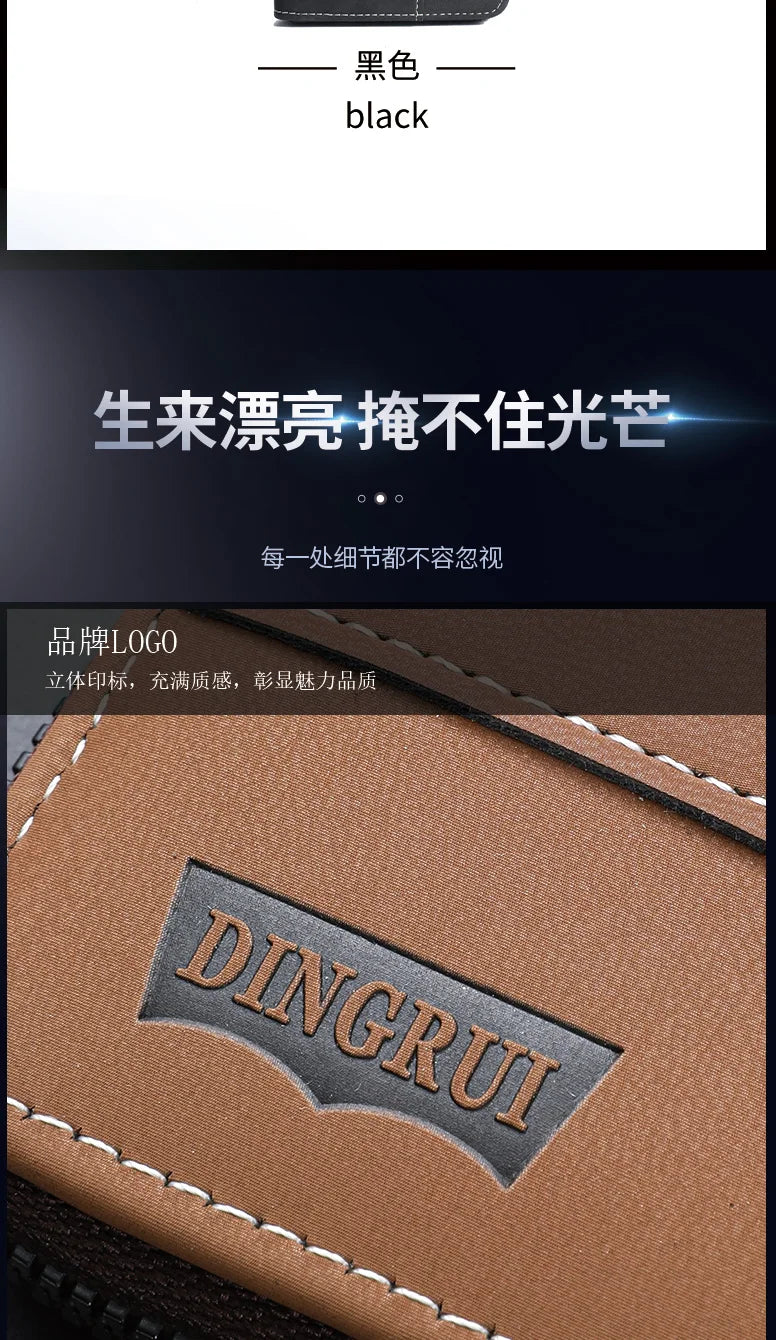 New men's wallet made of crazy horse leather with retro style from Europe and America PU zipper bag fashionable short card bag a